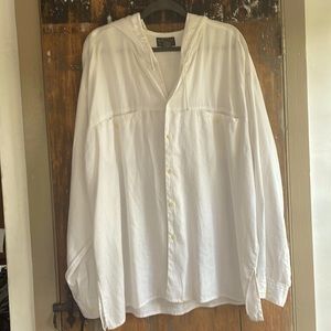 Structure Linen hooded long sleeve button up shirt Size L